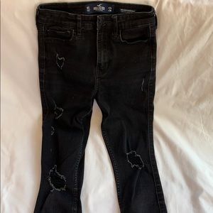 Hollister black hi rise super skinny ribbed jeans